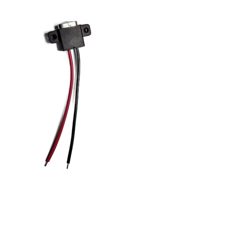 Sample 3 of 14: 2-wire pigtail with black connector housing with flange mounting holes