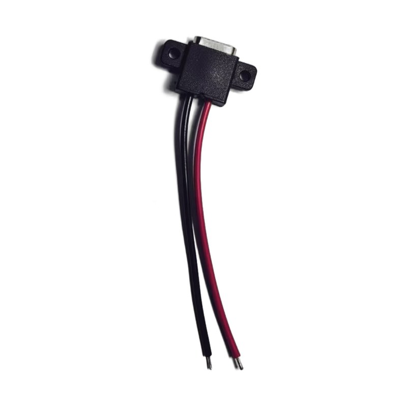 Reference sample only — illustrative image; D-sub metal-shell connector with a 2-wire red/black pigtail. Actual products vary per your specification.