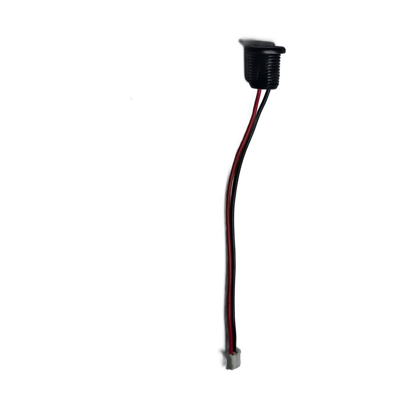 Reference sample only — illustrative image; black panel-mount threaded housing with a small 2-pin plug, joined by a red/black 2-wire pigtail. Actual products vary per your specification.