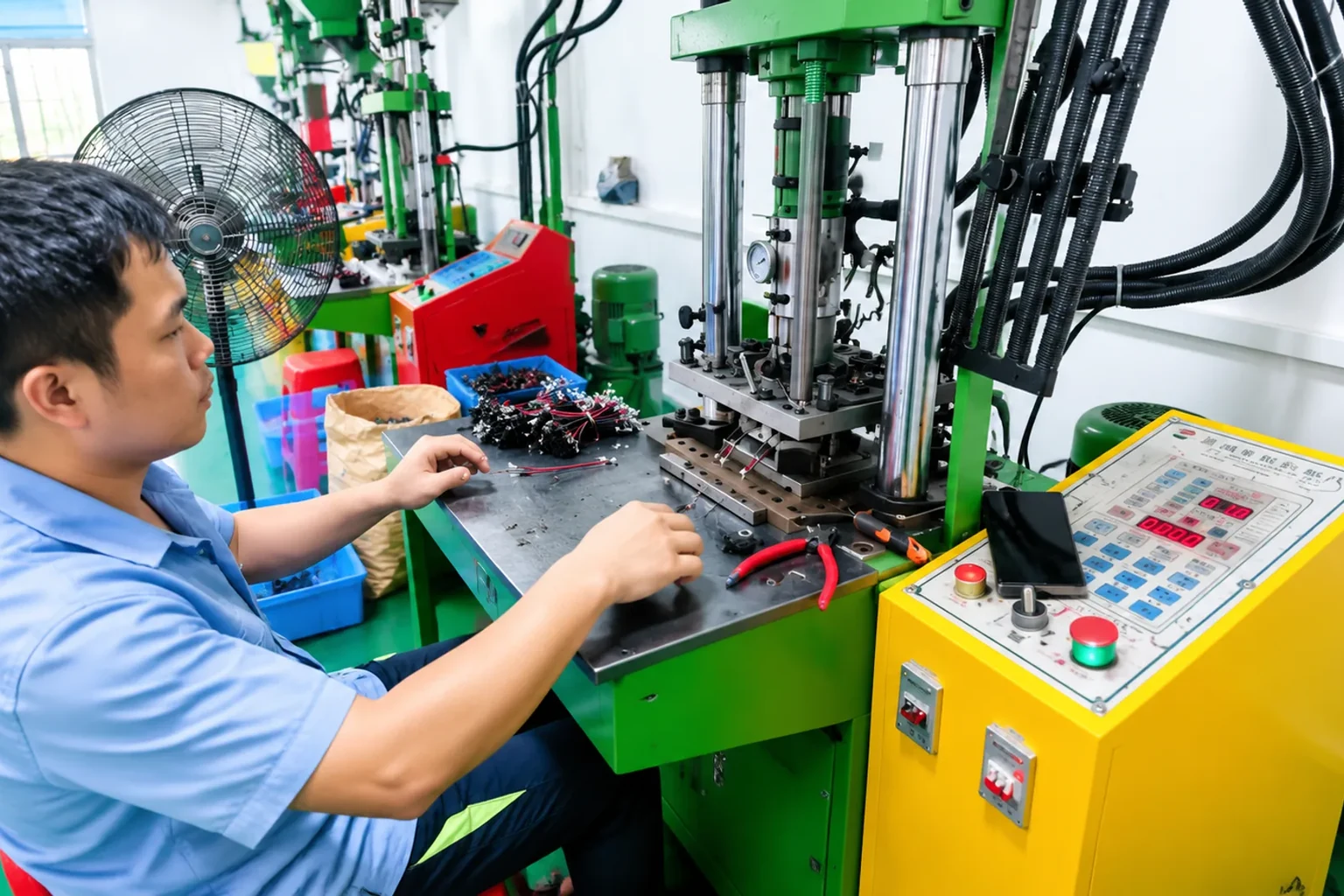 Connector assembly production — customer-supplied photograph